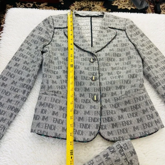 Fendi Gray Logo-Print Jacket and Matching Pants Set - Picture 5 of 16